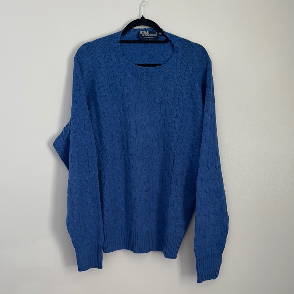 100% Cashmere Polo by Ralph Lauren Royal Blue Crewneck Sweater
